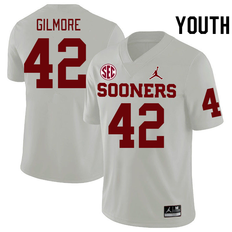 Youth #42 Wyatt Gilmore Oklahoma Sooners 2024 SEC Conference College Football Jerseys-White